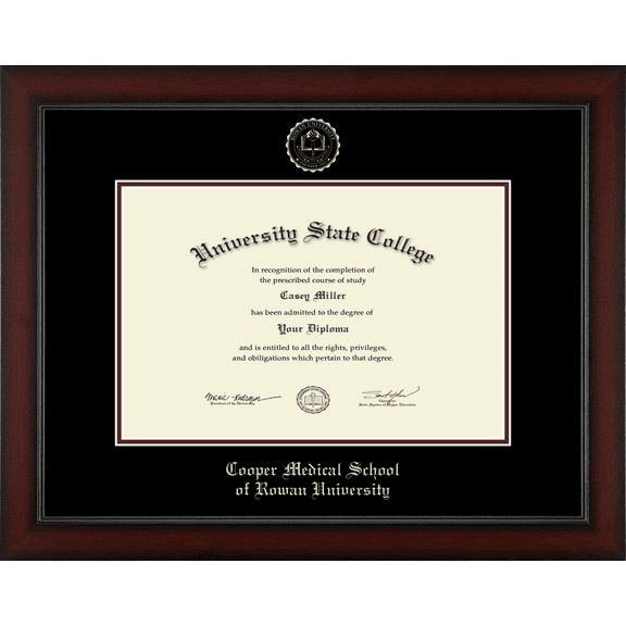 Rowan University Cooper Medical School Diploma Frame, Document Size 18" x 12"