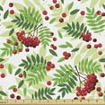 thumbnail image 1 of Ambesonne Rowan Fabric by the Yard Upholstery, Green Leaves Wild Fruits, 5 Yards, Apple Green Fern Green, 1 of 4