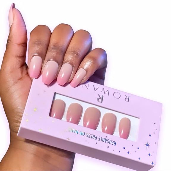 Rowany Press On Nails - Ombre Pink (Medium Ballerina)