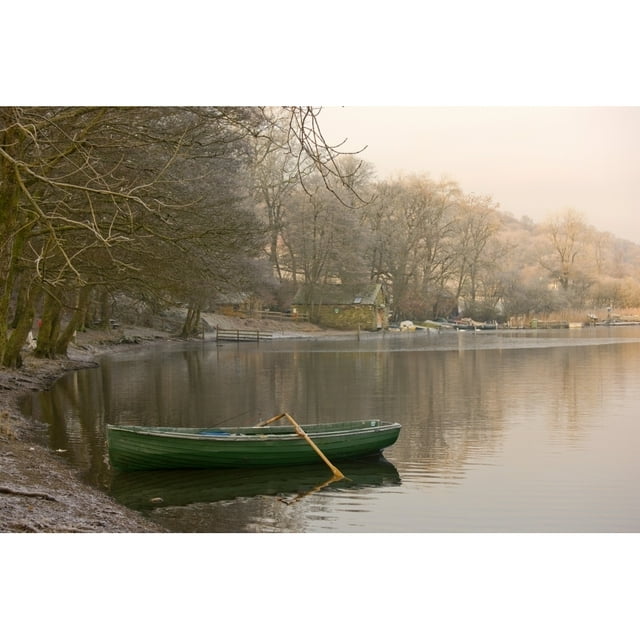 Rowboat Sitting At The Shore Of A Lake  Cumbria  England Poster Print