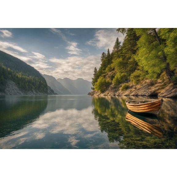 Rowboat on Lake Crescent Photograph - 12" x 18" Art Print Wall Decor