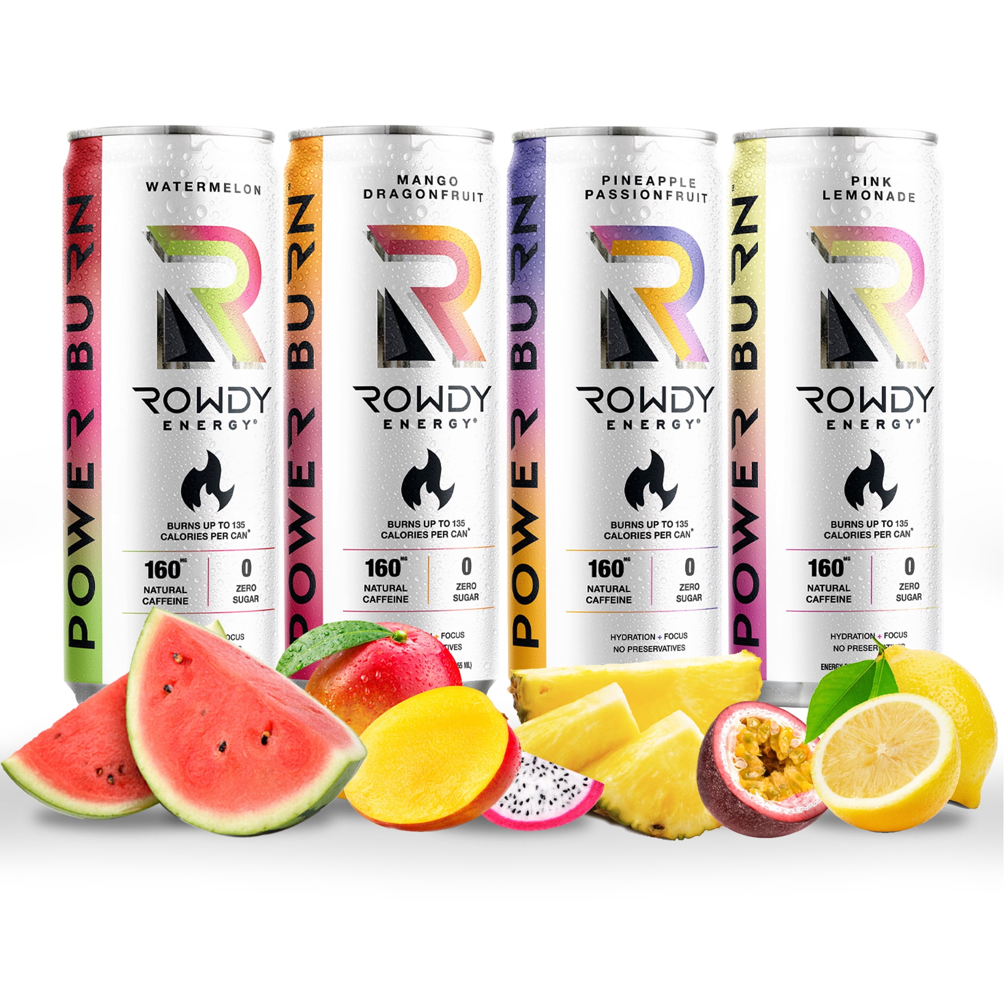 Rowdy Energy Power Burn, SugarFree Energy Drink, Variety Pack, 12 fl