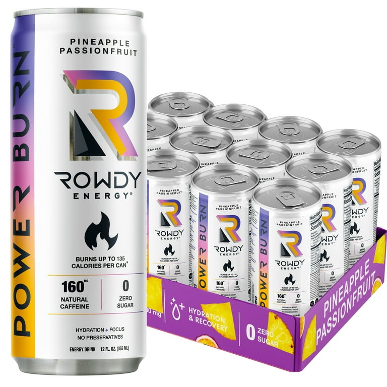 Rowdy Energy Sugar Free Energy Drink, Pineapple PassionFruit, 12