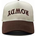 thumbnail image 1 of Funky Junque Trucker Hat – Vintage Two-Tone Snapback Baseball Cap with Embroidered Design - Rowdy (Upside Down) - Beige/Brown, 1 of 6