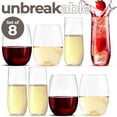 thumbnail image 1 of Rowdy Crowd Unbreakable Tritan Plastic Glasses Set of 8 - Wine Tumblers & Champagne Flutes - BPA-Free Dishwasher Safe, 1 of 10