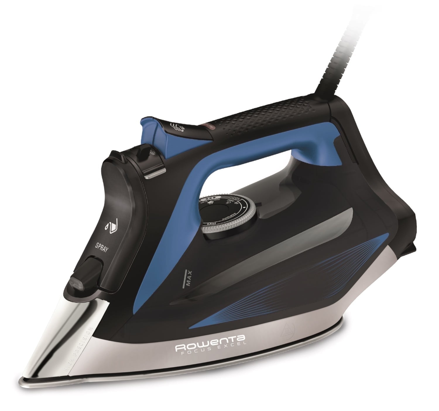 Rowenta Focus Xcel Black and Blue Stainless Steel Steam Iron