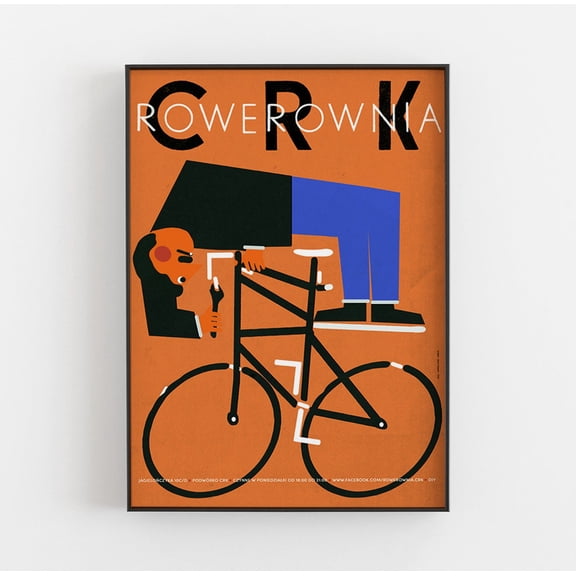 Rowerownia Crk, Fix The Bike Diy, Original Polish Poster, Art, Rower, Plakat, Cyclist, Orange, Bicycle Service Workshop Wall Art, Modern Wall Decor, 8x12 UNFRAMED
