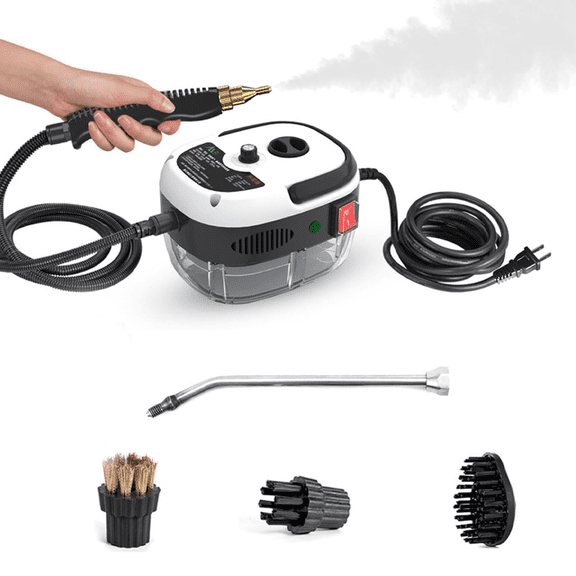 Rowgins 2500w Handheld High-Temperature Pressurized Steam Cleaner, Portable Handheld Steam Cleaner, Car Engine Steam Cleaner Machinewith 3 Brush Heads , For Home, Car, Grout