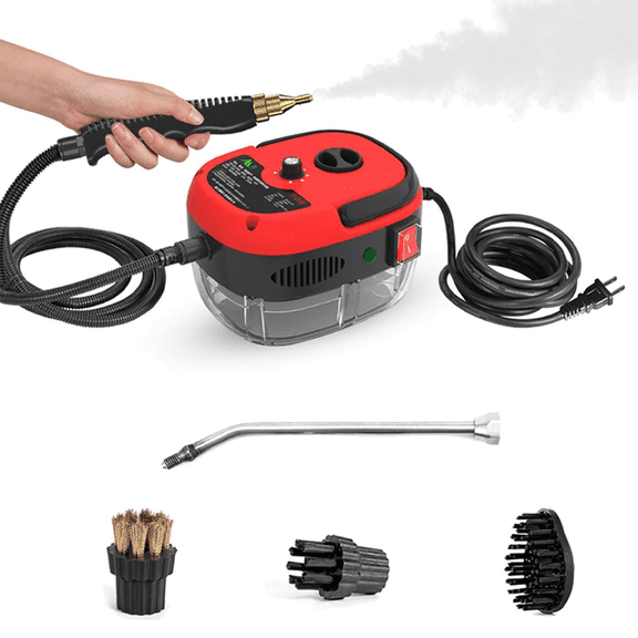 Rowgins 2500w Handheld High-Temperature Pressurized Steam Cleaner, Portable Handheld Steam Cleaner, Car Engine Steam Cleaner Machinewith 3 Brush Heads , For Home, Car, Grout
