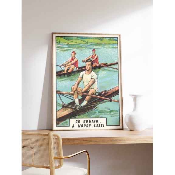 Rowing Art Sports Outdoor Hobbies Vintage Retro, Unframed Paper Poster 8x10in