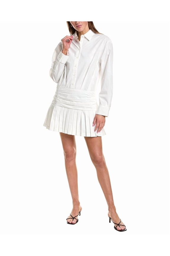 womens  Button Down Pleated Shirt Dress, s