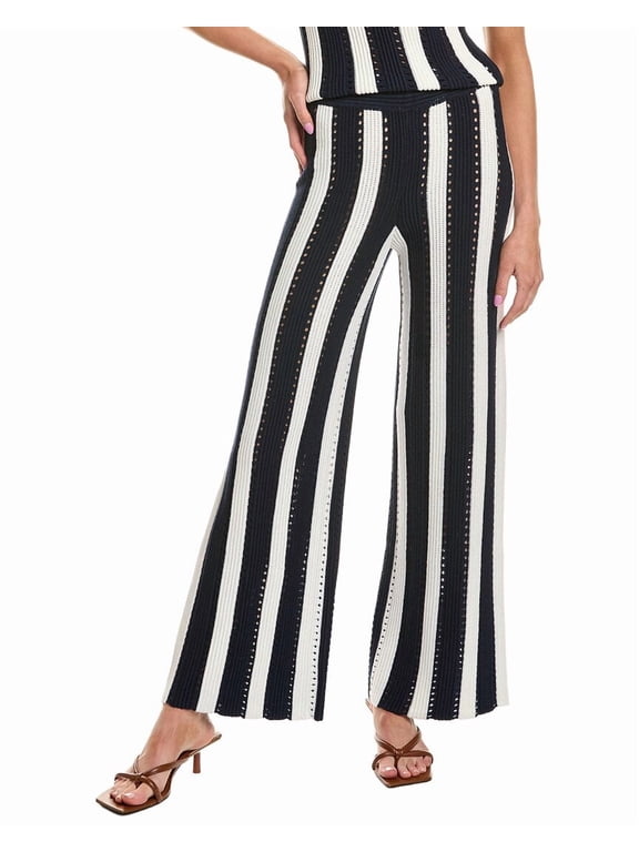 womens Knit Stripe Wool-Blend Pant, s, Navy