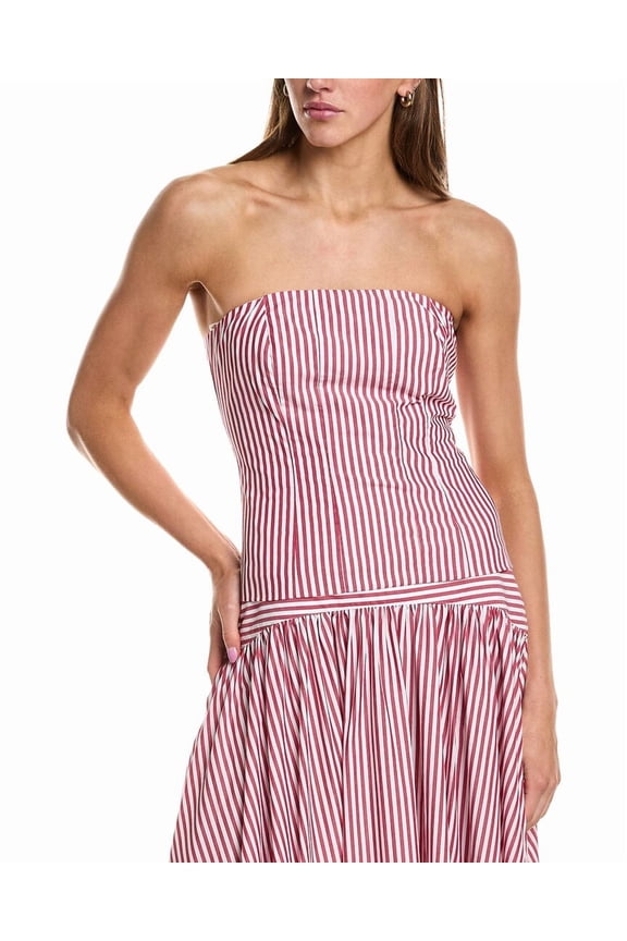 womens Poplin Pinstripe Top, s, Red