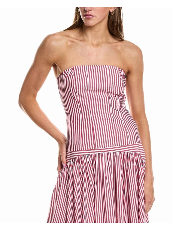 womens Poplin Pinstripe Top, xs, Red
