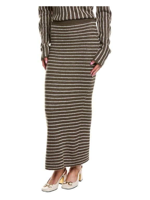 womens Stripe Wool & Mohair-Blend Maxi Skirt, XL