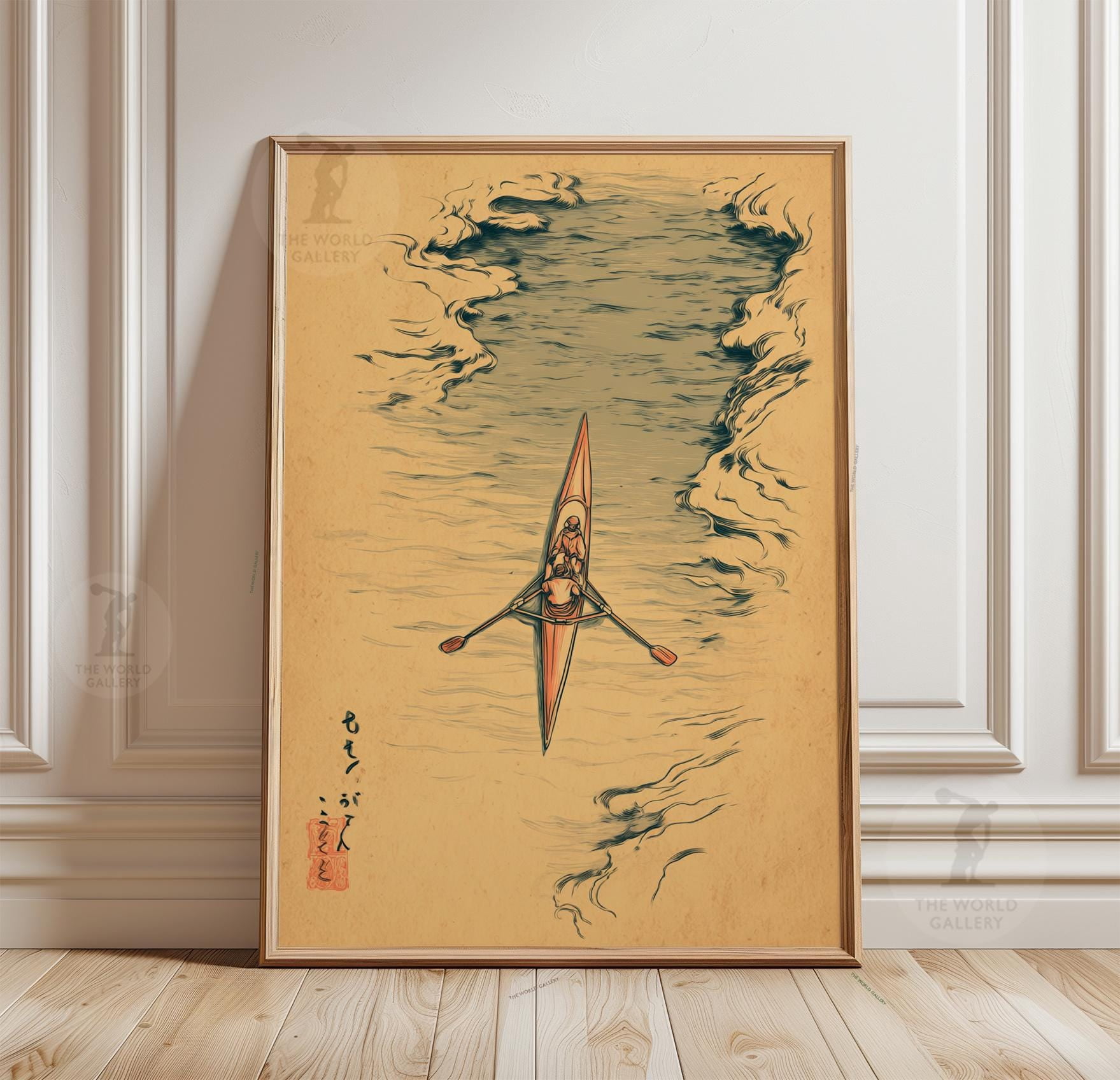 Rowing Boat Poster, River Scull Print, Minimalist Water Scene, Vintage ...