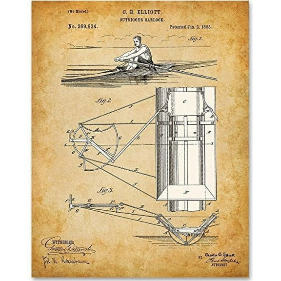 Rowing Boat Racing Sculling - 11x14 Unframed Patent Print - Great Gift for Rowers