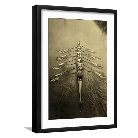 Art.com Rowing Crew Art Print, Black Frame Wall Art, 17" x 23"