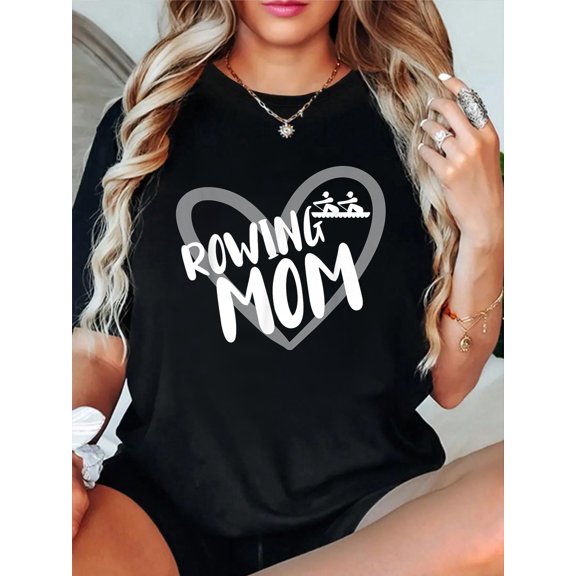 Rowing Crew Mom T-Shirt casual short sleeve crew neck cotton tee tops for women