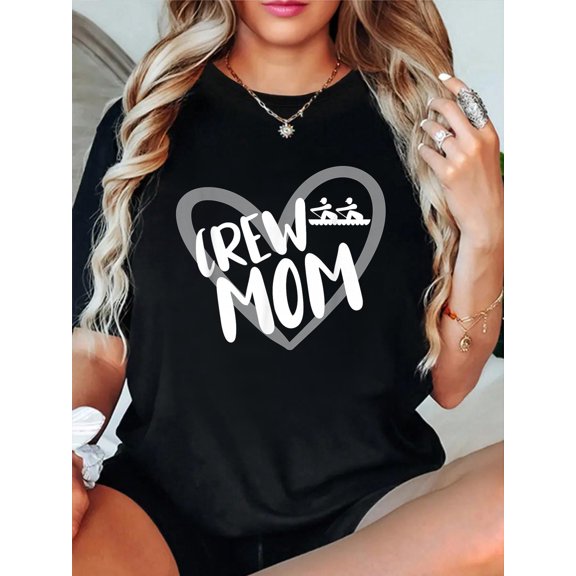 Rowing Crew Mom T-Shirt casual short sleeve crew neck cotton tee tops for women