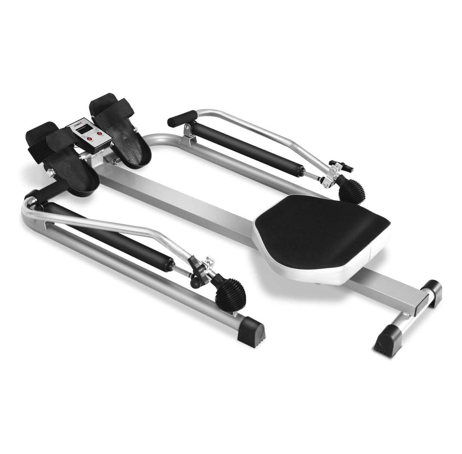 Rowing Machine for Home, 265LBS Weight Capacity Hydraulic Rowing Machine with Adjustable Cylinder Resistance up to 110lbs & LCD Monitor, Compact Full Rower for at Home Exercise Silver