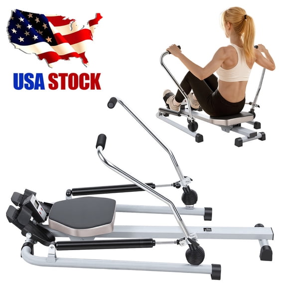 Rowing Machine for Home, 265LBS Weight Capacity Hydraulic Rowing Machine with LCD Monitor, Adjustable Resistance up to 110lbs, Full-Body Exercise Equipment