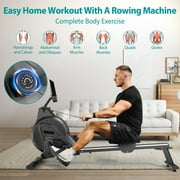 Rowing Machine, Magnetic Rower Machine 16 Resistance Levels Quiet Machine with Max 350lb Weight Capacity, Dprodo Foldable Rower for Home Workout Black