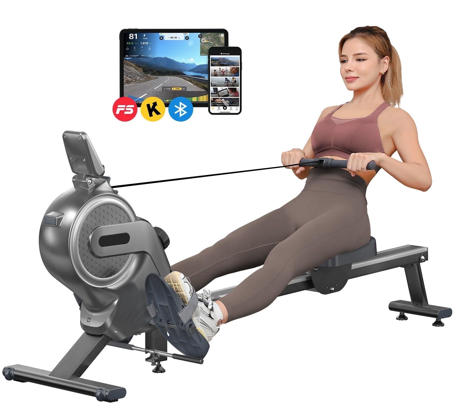 Rowing Machine, Magnetic Rower Max 350lb Weight Capacity, 16 Level Resistance Row Machine Dprodo Resistance Magnetic with App Compatible Rower for Home Gym
