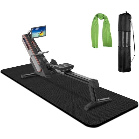 Rowing Machine Mat 96" x 30" with Storage Bag and Sports Towel,Treadmill Mat for Carpet & Hardwood Floors,Rower Mat,Elliptical Mat,Bike Mat,Gym Exercise Equipment Mat,Fitness Equipment Mat