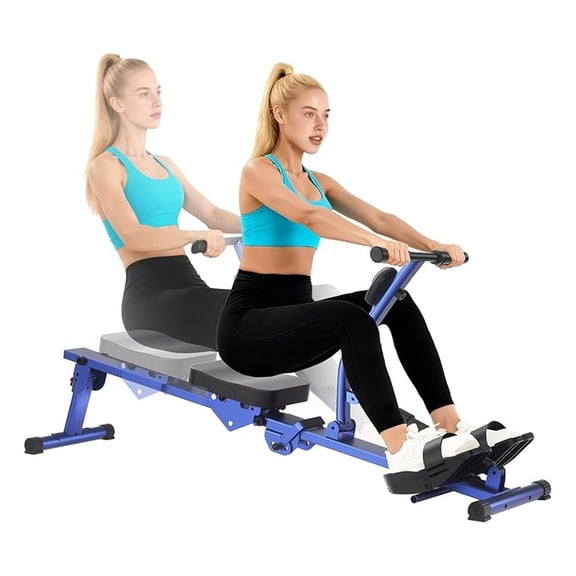 Rowing Machines for Home, Hydraulic Rower Compact Foldable, 300LBS Weight Capacity with 12 Levels Adjustable Resistance for Full-Body Cardio Workouts