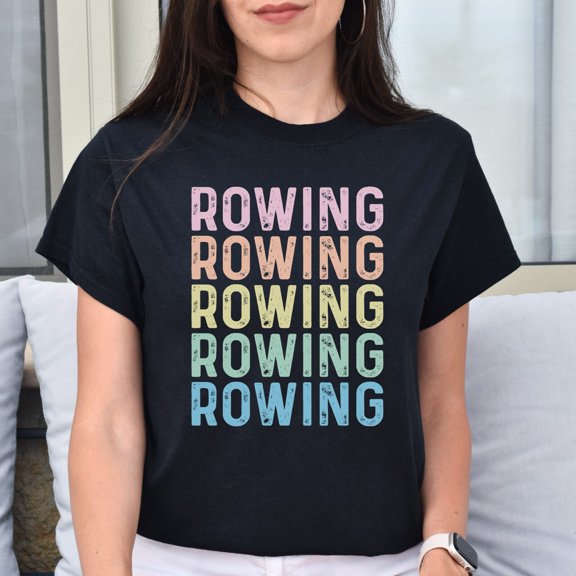 Rowing Rower Black Creative Graphic For Special Occasions T-Shirt, Size S-5XL
