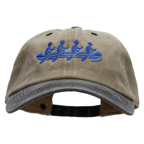 Rowing Team Embroidered Pigment Dyed Wash Cap - Khaki Black OSFM