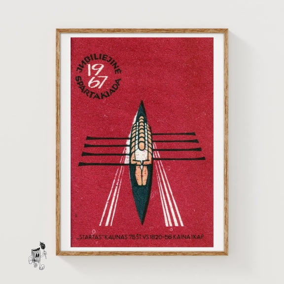 Rowing Team Matchbox Print, Unframed Paper Poster 8x10in