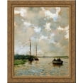 thumbnail image 1 of Rowing on the river 24x20 Gold Ornate Wood Framed Canvas Art by Johan Hendrik Weissenbruch, 1 of 2