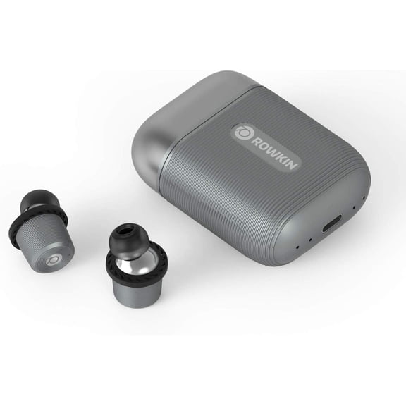 Rowkin Ascent Micro True Wireless Earbud Headphones: 17+ Hours, Bluetooth 5, Small Headphones & Charging Case Deep Bass Mic Quick Pairing & Noise Reduction for Android Samsung & iPhone Slate Gray