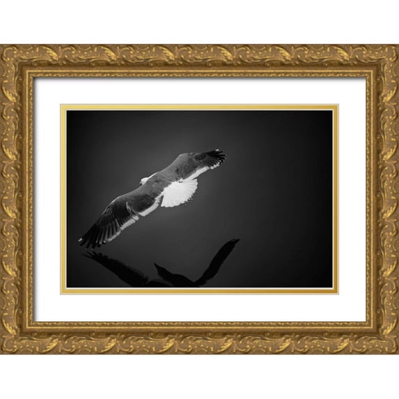 Rowland, Joseph 14x11 Gold Ornate Wood Framed with Double Matting Museum Art Print Titled - Flight