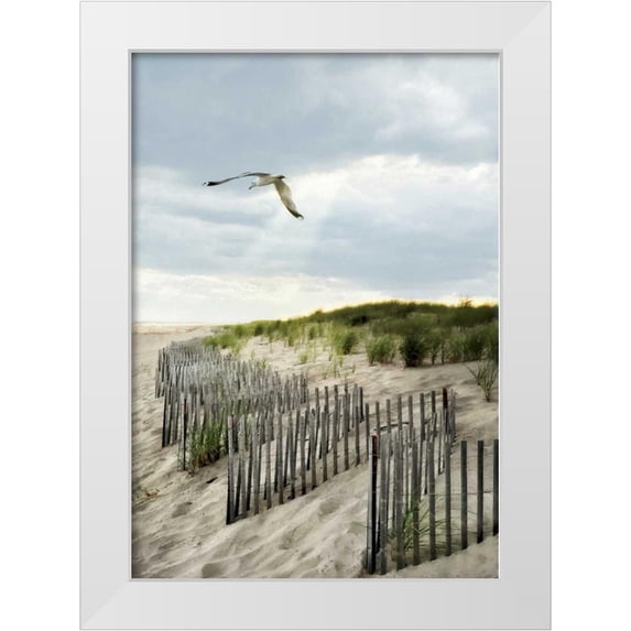 Rowland, Joseph 14x18 White Modern Wood Framed Museum Art Print Titled - Dawning Seagull and Godbeams