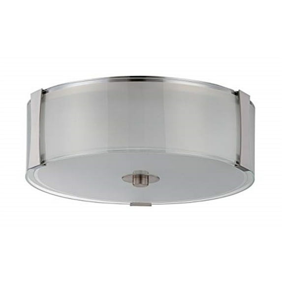 F9514-80-Sunset Lighting-Rowley - 18 Inch 96W 3 LED Flush Mount Bright Satin Nickel Finish with Frosted Clear Edge Glass