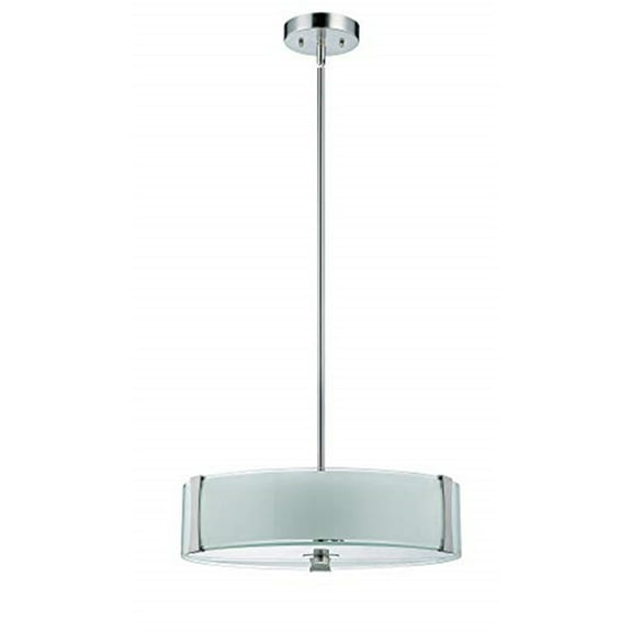 F9515-80-Sunset Lighting-Rowley - 52 Inch 96W 3 LED Pendant  Bright Satin Nickel Finish with Acid