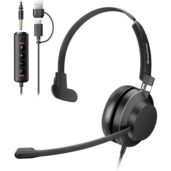 Rownfusny R01S USB Wired Headset With Mic & Volume Control (Pc/Laptop)