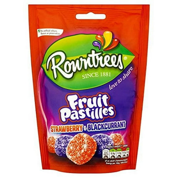 Rowntree's Fruit Pastilles Strawberry & Blackcurrant Pouch 143g (Pack of 4)