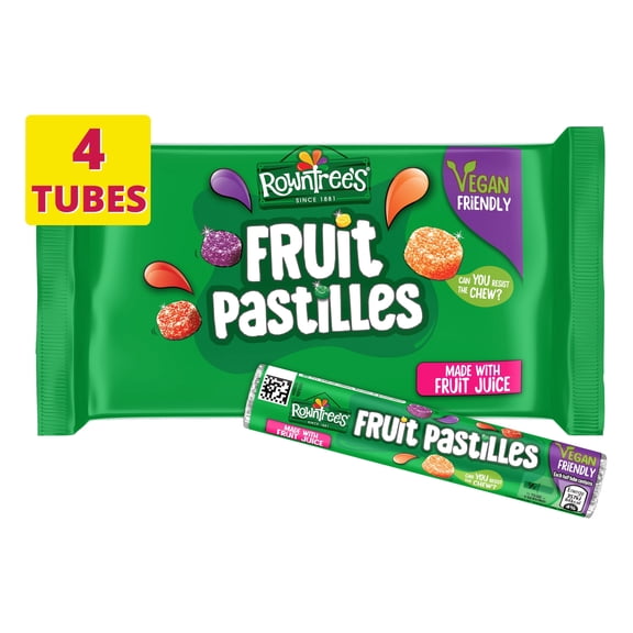 Rowntree's Fruit Pastilles Sweets 4 x 41g, Imported from Britain