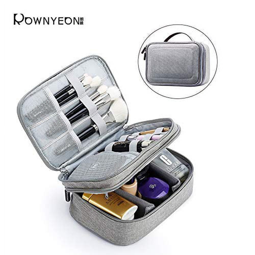 Rownyeon Makeup Train Cases Travel Makeup Bag Waterproof Portable Cosmetic  Cases Organizer with Adjustable Dividers for Cosmetics Makeup Brushes Toiletry  Jewelry Digital Accessories (Grey Small) 