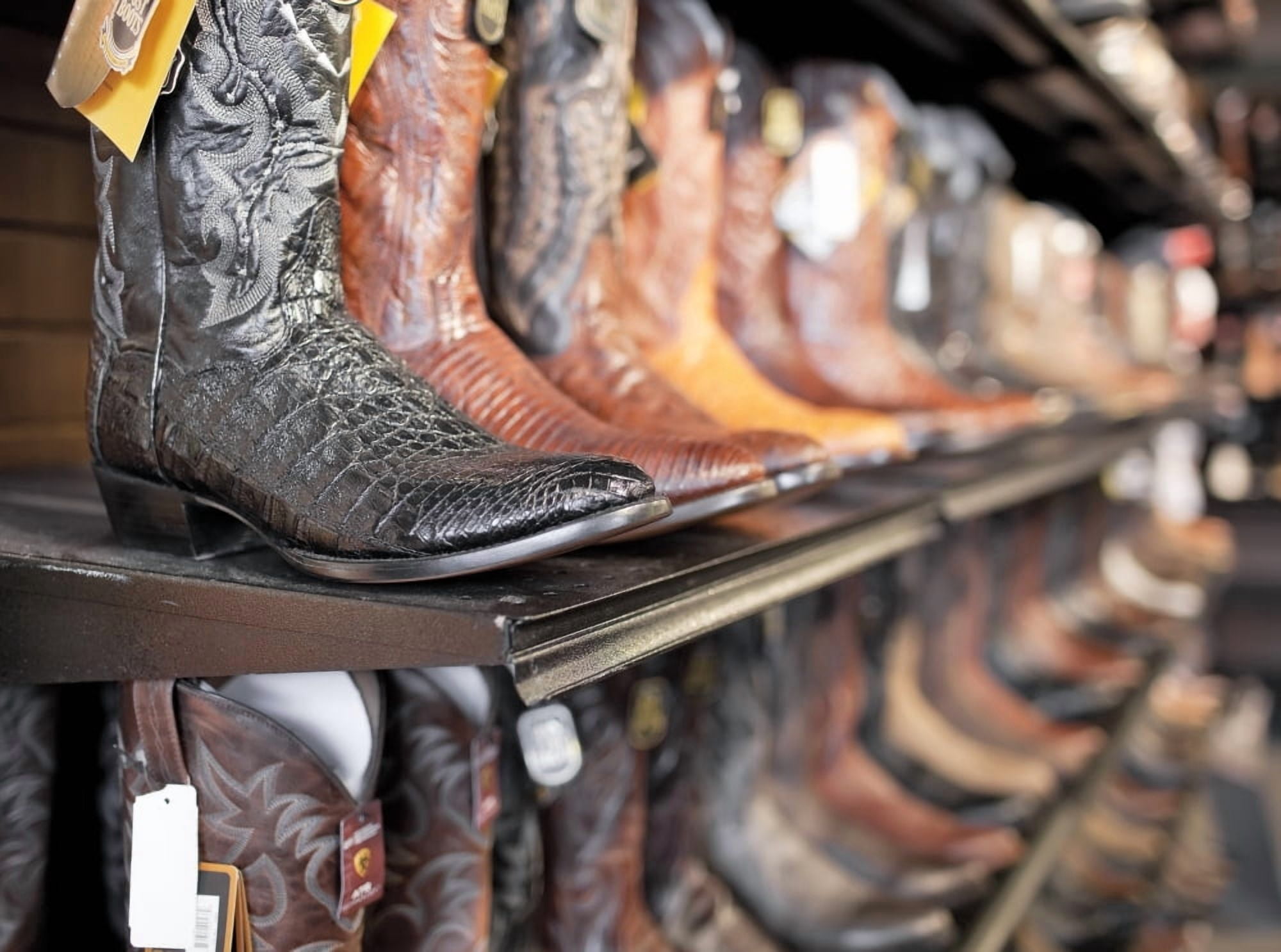 Rows Of Cowboy Boots In A Western Clothing Store Banff Alberta Canada Canvas Art - Ken Gillespie Design Pics (32 x 24)