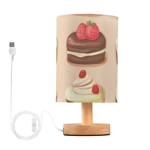 Rows Of Cute Cakes Cartoon Table Lamp with USB Port LED Warm Light Lamp Night Light Home Decor