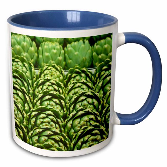 3drose, Rows of Green Artichokes, Vegetables - Li11 Jmi0001 - Janis Miglavs, 11oz Two-tone Blue Mug