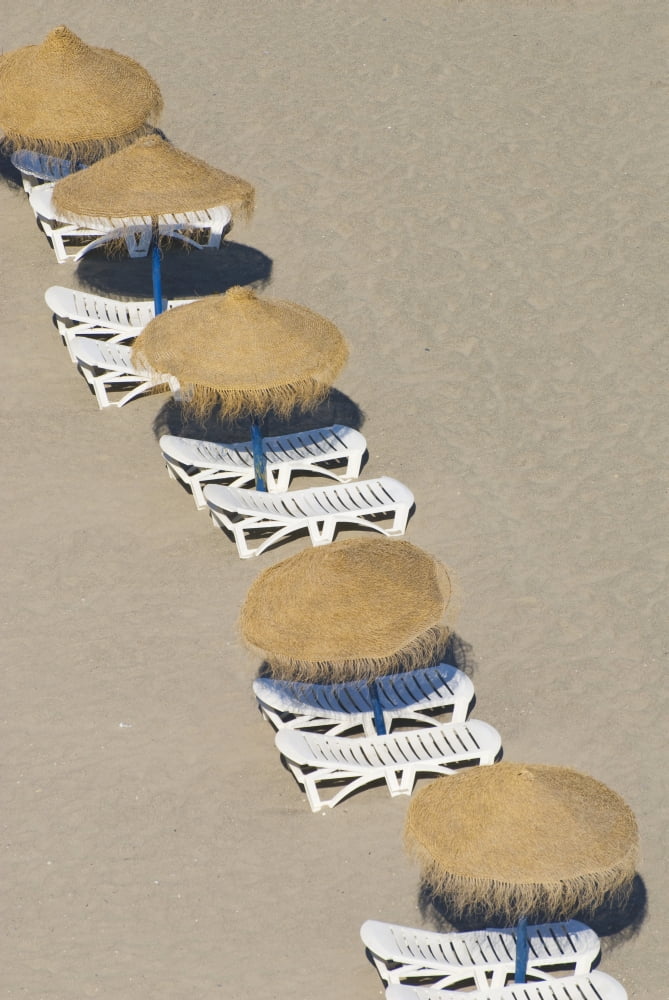 Rows Of Parasols On The Beach Of Torremolinos Andalucia Spain Canvas Art - Ian Cumming Design Pics (24 x 38)