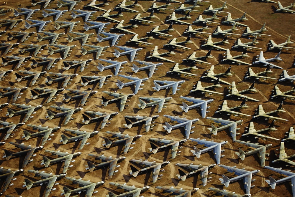 Rows of B-52s Tucson AZ Canvas Art - Panoramic Images (36 x 12)