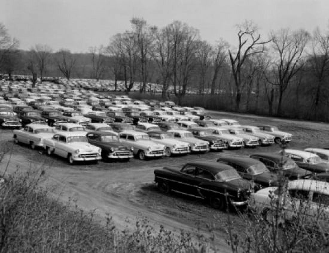 Rows of parked cars Canvas Art - (18 x 24)