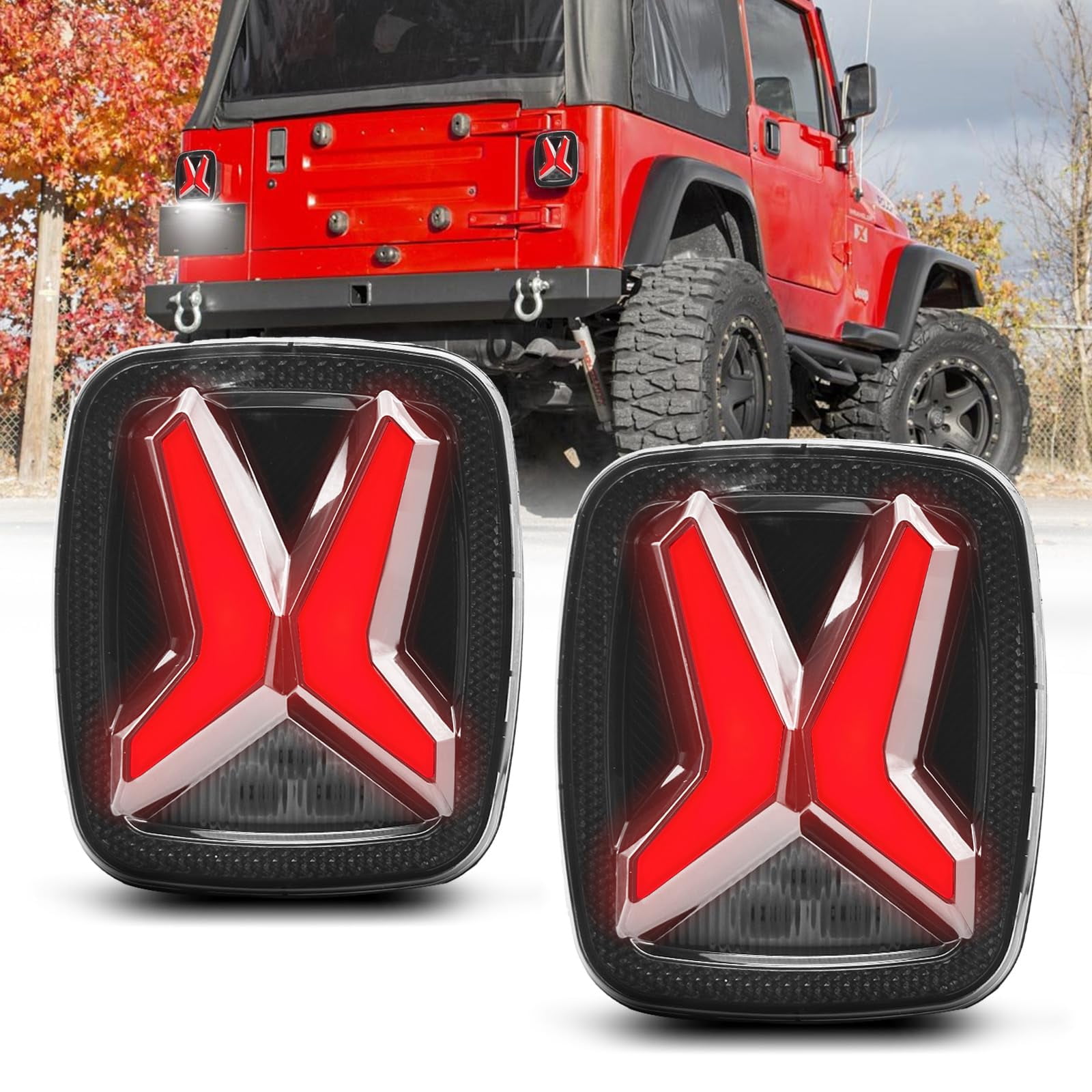 For Jeep Wrangler YJ CJ TJ LED Tail Lights Brake Lamps Backup Turn